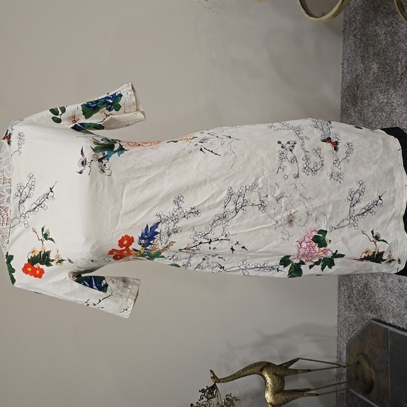 Zara Dresses & Skirts - Zara Womens Boat Neck Floral Cotton Dress Sz L